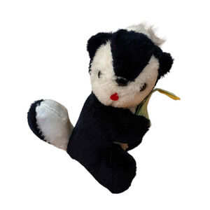 Vintage Soft Thing Skunk Holding Flowers Plush 8" Tall Black & White